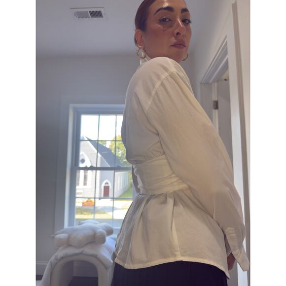 Sovere White Corset Button-Up Shirt — Size S - Picture 4 of 6